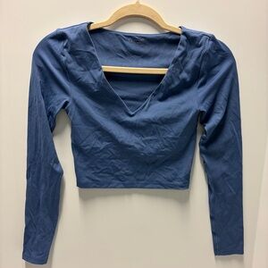 Offline by Aerie Blue Cropped Long Sleeve